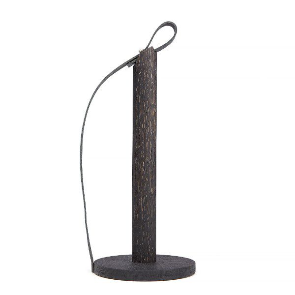 BY WIRTH Hands On Paper Towel Holder Black Leather + Oak -8174