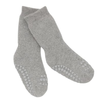 GOBABYGO Cotton Non-Slip Socks, Grey Melange