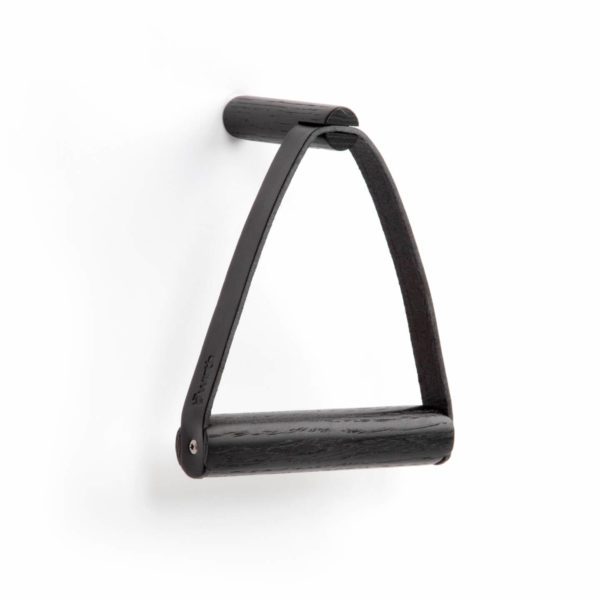 BY WIRTH Toilet ROLL Holder in Leather + Oak - Black-14815