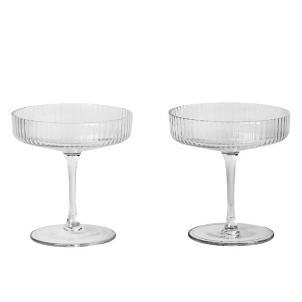 ferm LIVING Ripple Glass Champagne Saucers (Set of 2)-15284