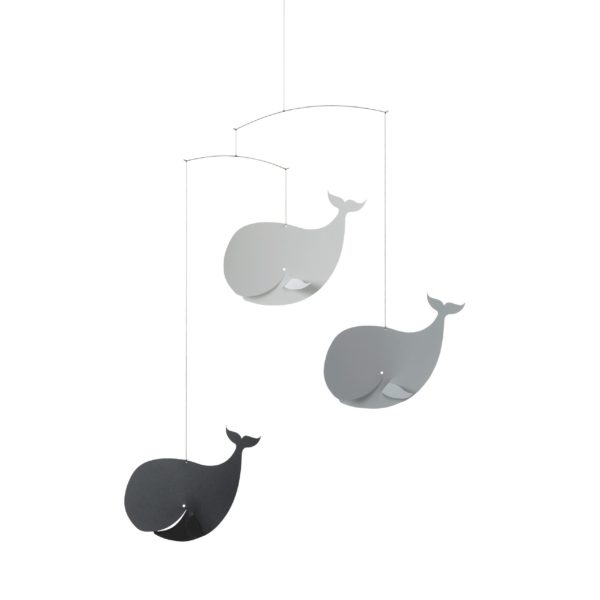 FLENSTED MOBILE Happy Whales Mobile, Black & Grey -0