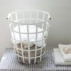 YAMAZAKI Tosca Laundry Basket Round White/Natural-20608