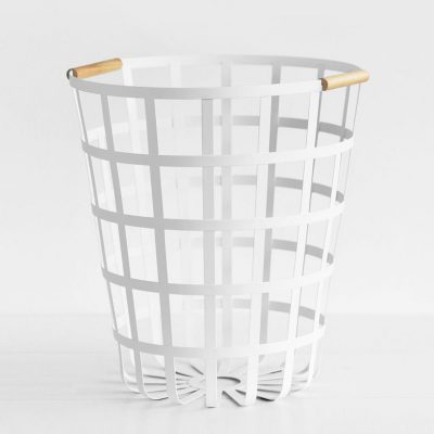 YAMAZAKI Tosca Laundry Basket Round White/Natural-0