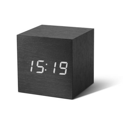 GINGKO Cube Click Alarm Clock / Bed Clock Black/White LED 'with the click of your finger'-0