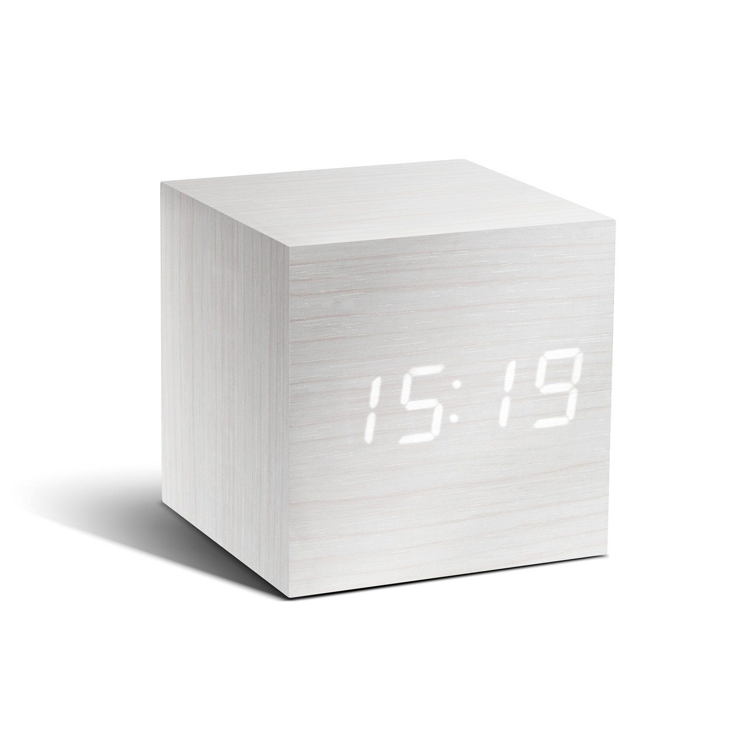 Alarm Bed Clock Cube Black Wood Style LED Temp Minimalist Table Home Decor Room 