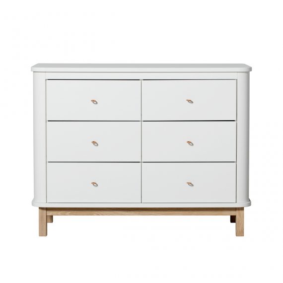 OLIVER FURNITURE Wood Dresser 6 Drawers, White/Oak-0