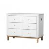 OLIVER FURNITURE Wood Dresser 6 Drawers, White/Oak-23091