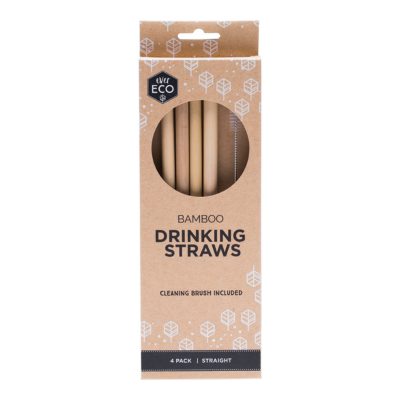 EVER ECO Reusable Bamboo Drinking Straws, Straight - 4 PACK-0