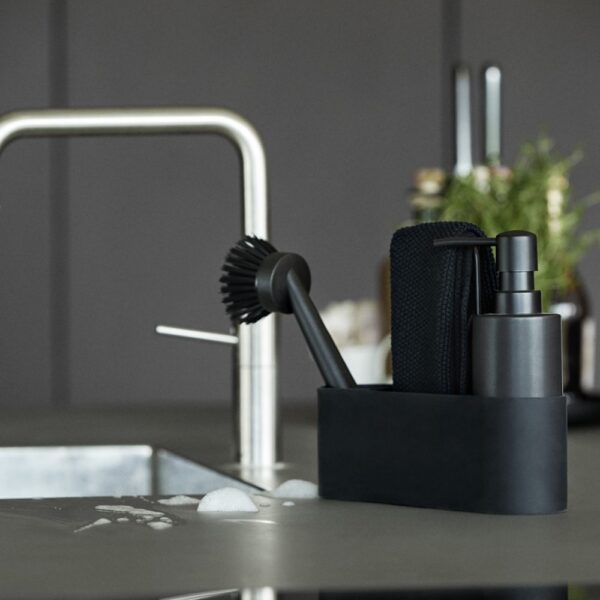 ZONE DENMARK Dishwashing Set with Round Dispenser, Black