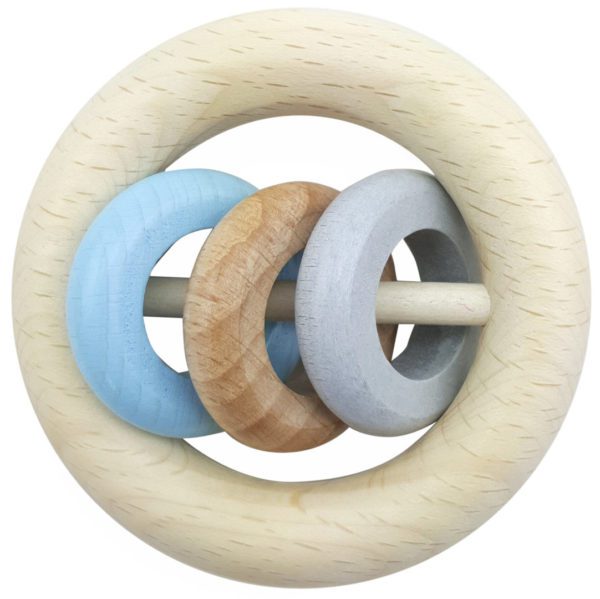 HESS 3 Rings Rattle Natural Blue-0