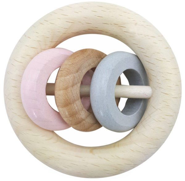 HESS 3 Rings Rattle Natural Pink-0