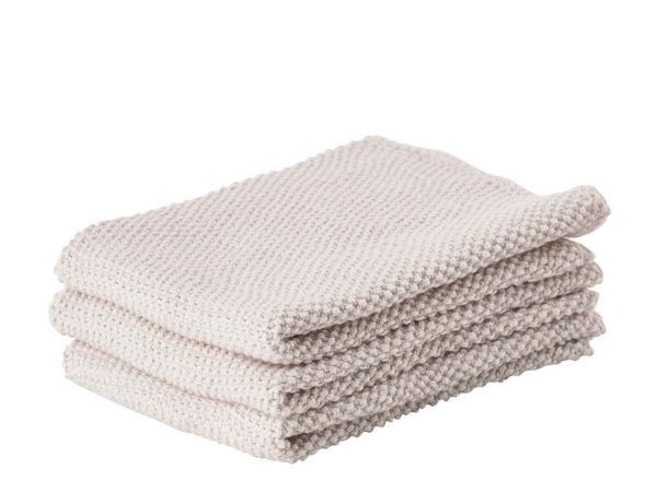 ZONE DENMARK 100% Cotton Knitted Dish Cloth Set of 3 Warm Grey-0