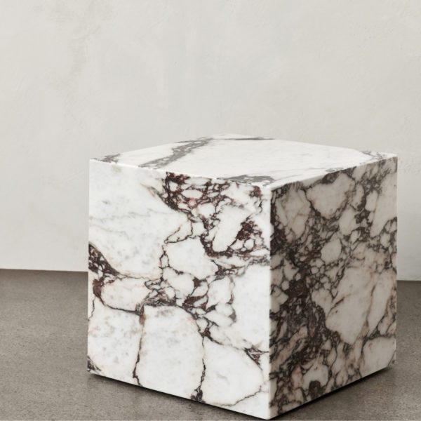 AUDO CPH (ex MENU) Plinth Cubic Side Table, Rose Marble Calacatta Viola