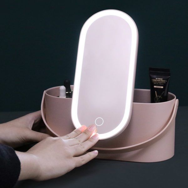OSC Portable Makeup Mirror Box, Blush-0