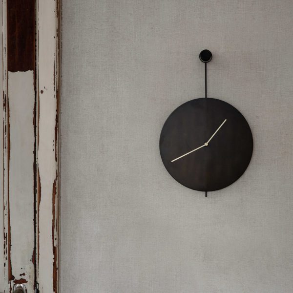 ferm LIVING Trace Wall Clock, Black/Brass-0