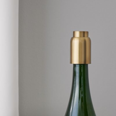 STELTON Collar Vacuum Seal Wine Bottle Stopper, Brass-0