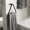 BY WIRTH Towel Hanger, Black Powder Coated Steel & Leather-0