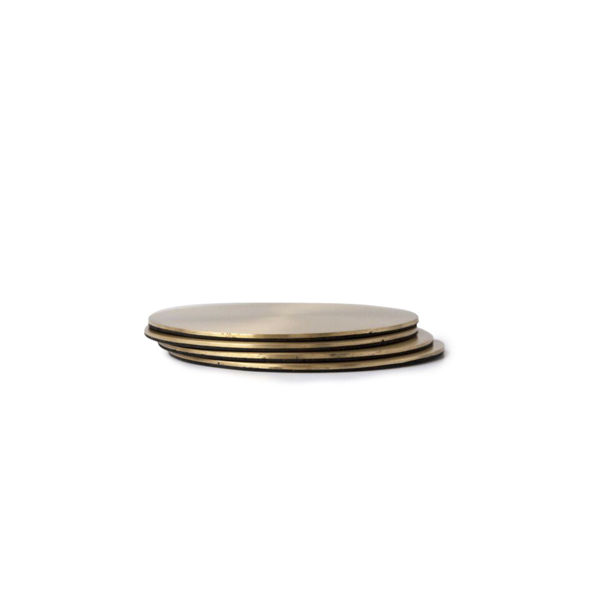 BEHR & CO Geo Circle Coasters, Brass - Set of Four