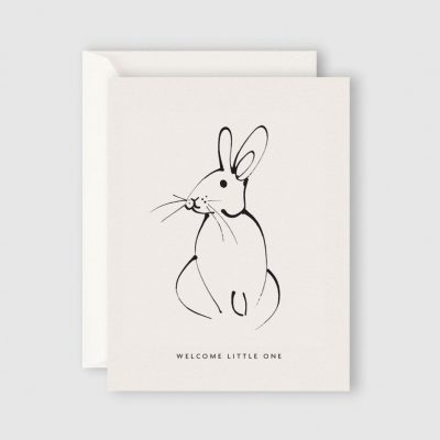 Father Rabbit Welcome Little One Rabbit – Baby Card-0