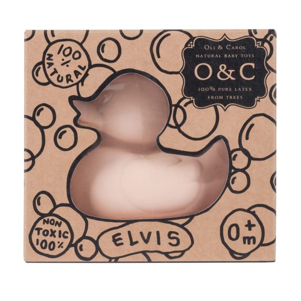 OLI & CAROL Natural Rubber Toy/Bath Toy, Elvis The Duck - Nude-30733