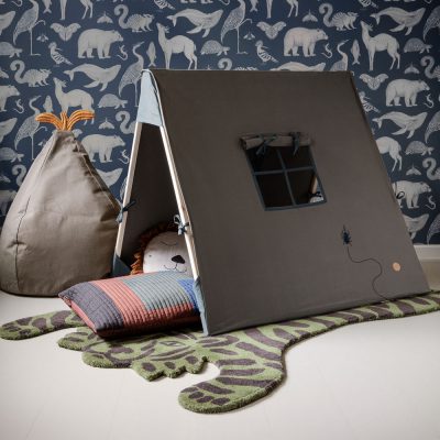 ferm LIVING Tent With Beetle Embroidery Dark Olive-0