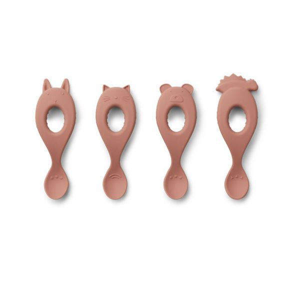 LIEWOOD Liva Silicone Spoon, Dark Rose - 4 Pack-0