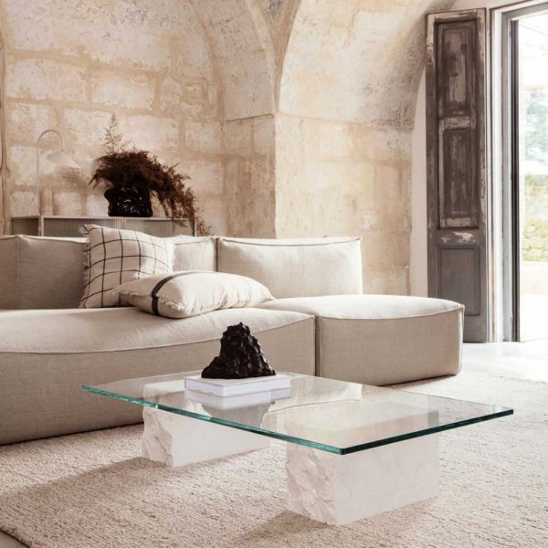 PRE ORDER - ferm LIVING Mineral Marble and Glass Coffee Table -0
