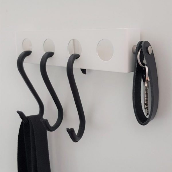 NORDIC FUNCTION Upgrade S-Hook Hanger, Black Leather, Set of 3-35053
