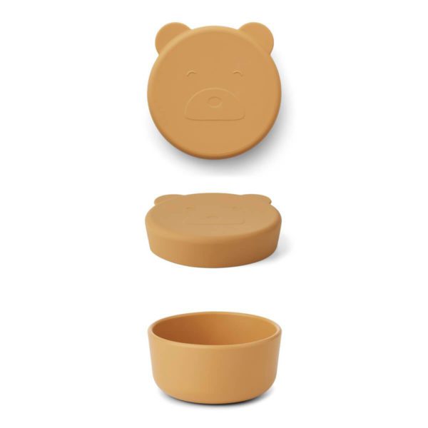 LIEWOOD Carrie Kids Mr Bear Snack Box, Silicone - Yellow Mellow-36162