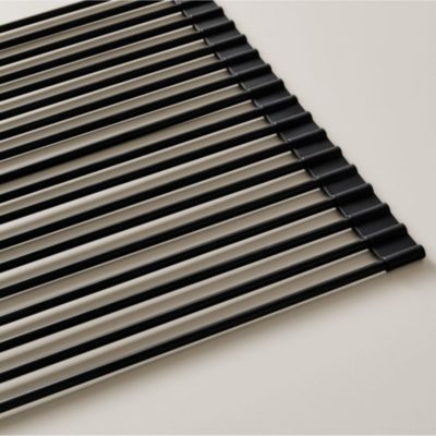 DESIGNSTUFF Silicone Fold Dish Drying Rack, Black