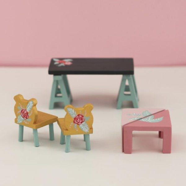 LUNDBY DIY Doll’s Table and Chairs Furniture Set-36777