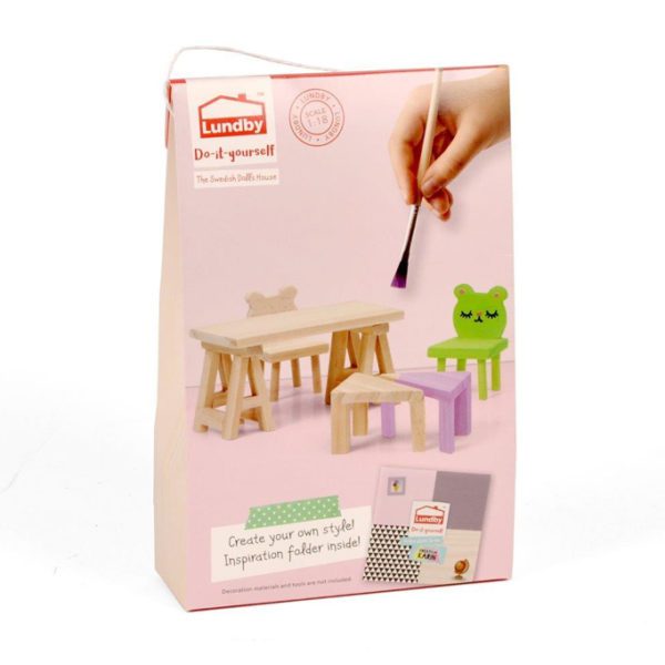 LUNDBY DIY Doll’s Table and Chairs Furniture Set-36778