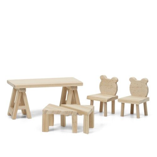 LUNDBY DIY Doll’s Table and Chairs Furniture Set-0