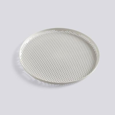 HAY Perforated Tray, Large Soft Grey D35cm