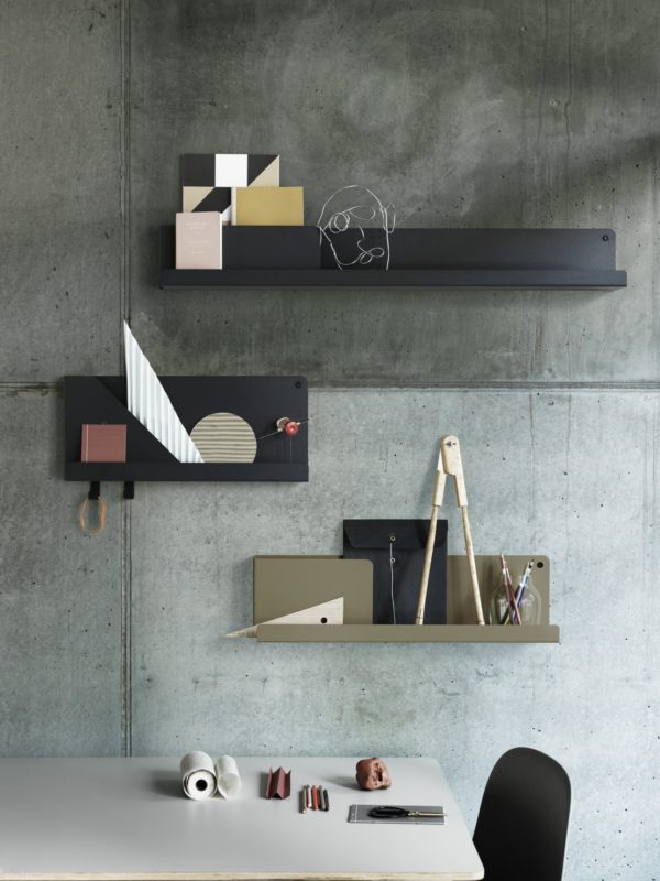 MUUTO Folded Shelves, Olive, 63x6.5cm