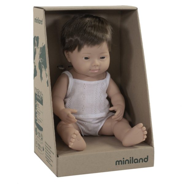 MINILAND Baby Doll Caucasian Boy with Down Syndrome 38cm