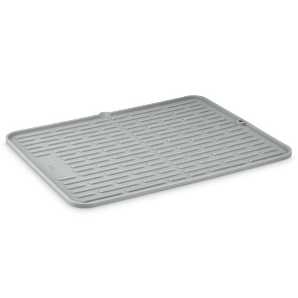 DESIGNSTUFF Folding Silicone Drying Mat Large with Drainage Mouth, Light Grey
