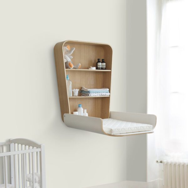 Charlie Crane Noga Wall Mounted Changing Table on a white wall