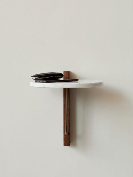 AUDO CPH (ex MENU) Corbel Shelf/ Bedside Table, Dark Stained Oak, Carrara Marble