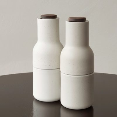 AUDO CPH (ex MENU) Salt and Pepper Bottle Ceramic Grinders Set, Sand w/ Walnut Lid