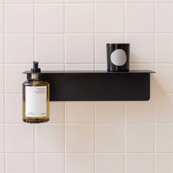 DESIGNSTUFF Shelf with Single Soap Dispenser Holder 40cm Black