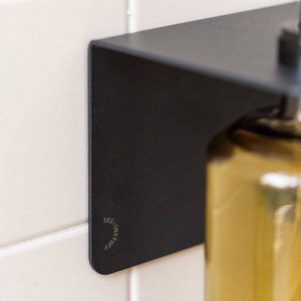DESIGNSTUFF Shelf with Single Soap Dispenser Holder 40cm Black (close up)