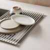 DESIGNSTUFF Silicone Fold Dish Drying Rack, Light Grey
