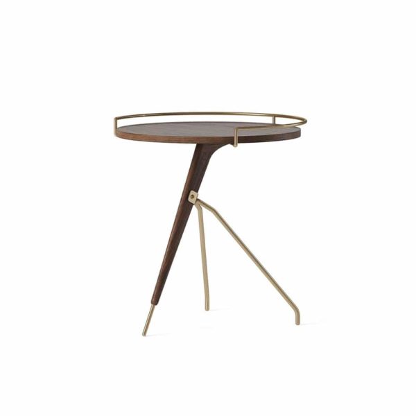 AUDO CPH (ex MENU) Umanoff Side Table, 45cm Low, Solid Walnut Base and Top, Matt Lacquered Brass