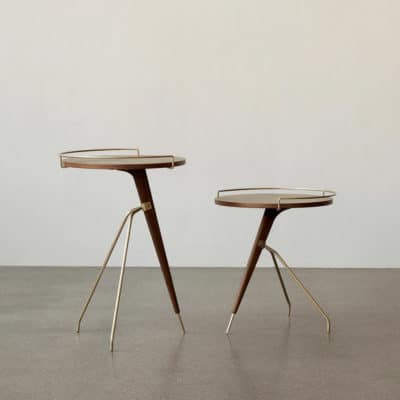 AUDO CPH (ex MENU) Umanoff Side Table, 45cm Low, Solid Walnut Base and Top, Matt Lacquered Brass