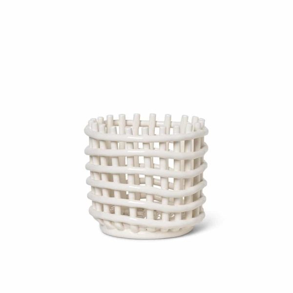 ferm LIVING Ceramic Basket Small, Off-white