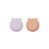 LIEWOOD Olivia Plate Silicone, Cat Light Lavender/Rose Mix (Set of 2)