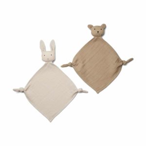 LIEWOOD Yoko Mini Cuddle Cloth Organic Cotton, Sandy Stone Beige (Set of 2)