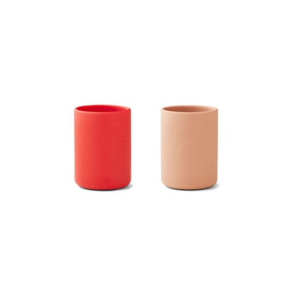 LIEWOOD Ethan Cup Silicone, Apple Red/Tuscany Rose Mix (Set of 2)