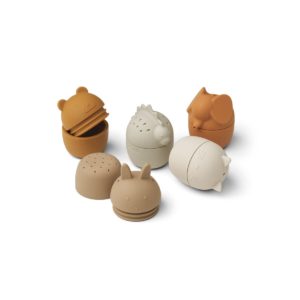 LIEWOOD Gaby Bath Toys, 5 Pack, Almond Multi Mix